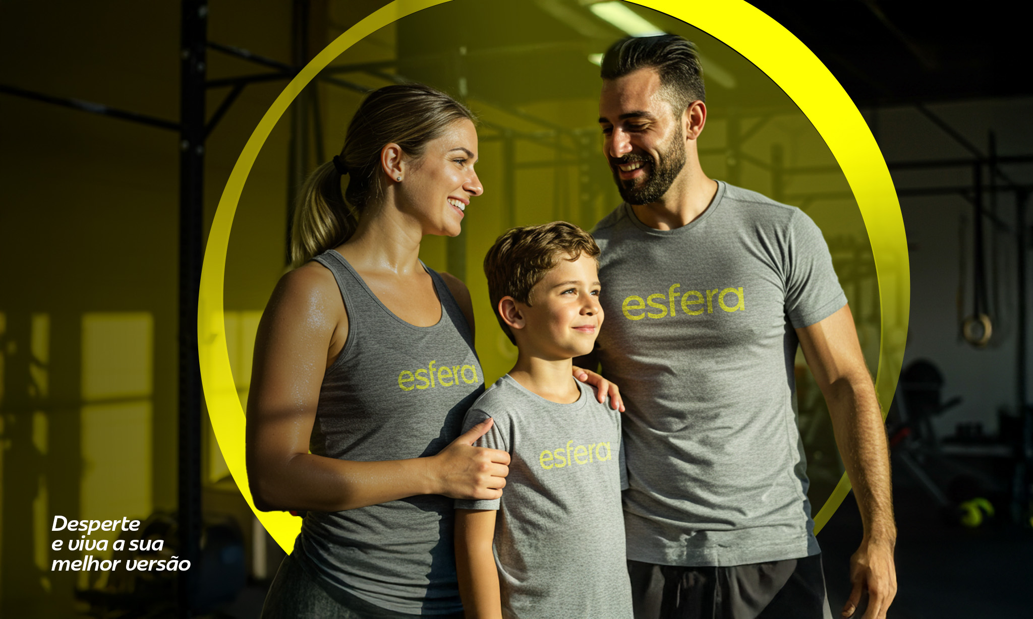 Familia treinando junta na Esfera Centro de Saude Integrada em Canoas